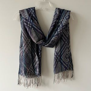 Blue Aztec metallic scarf